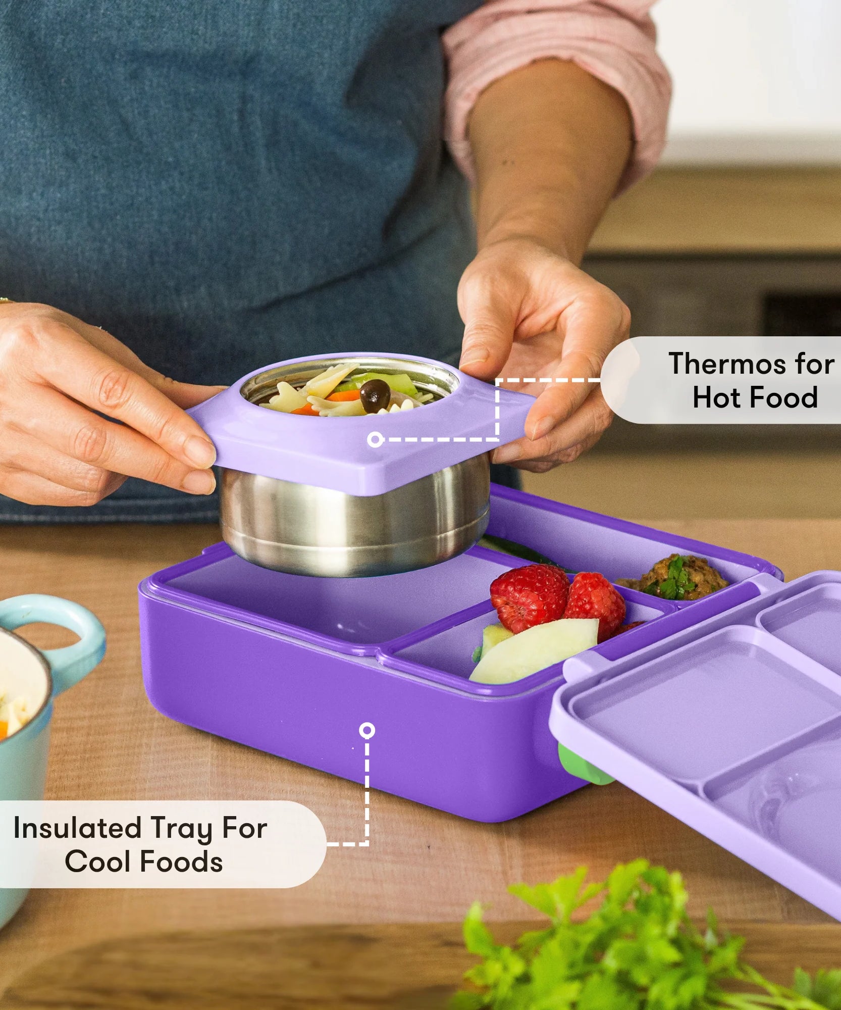 Omiebox - Isı Yalıtımlı Lila Moru Bento Yemek Kutusu