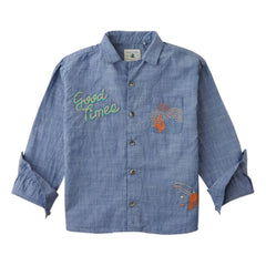 Gingersnaps - Lewis besticktes Chambray-Hemd | Blau