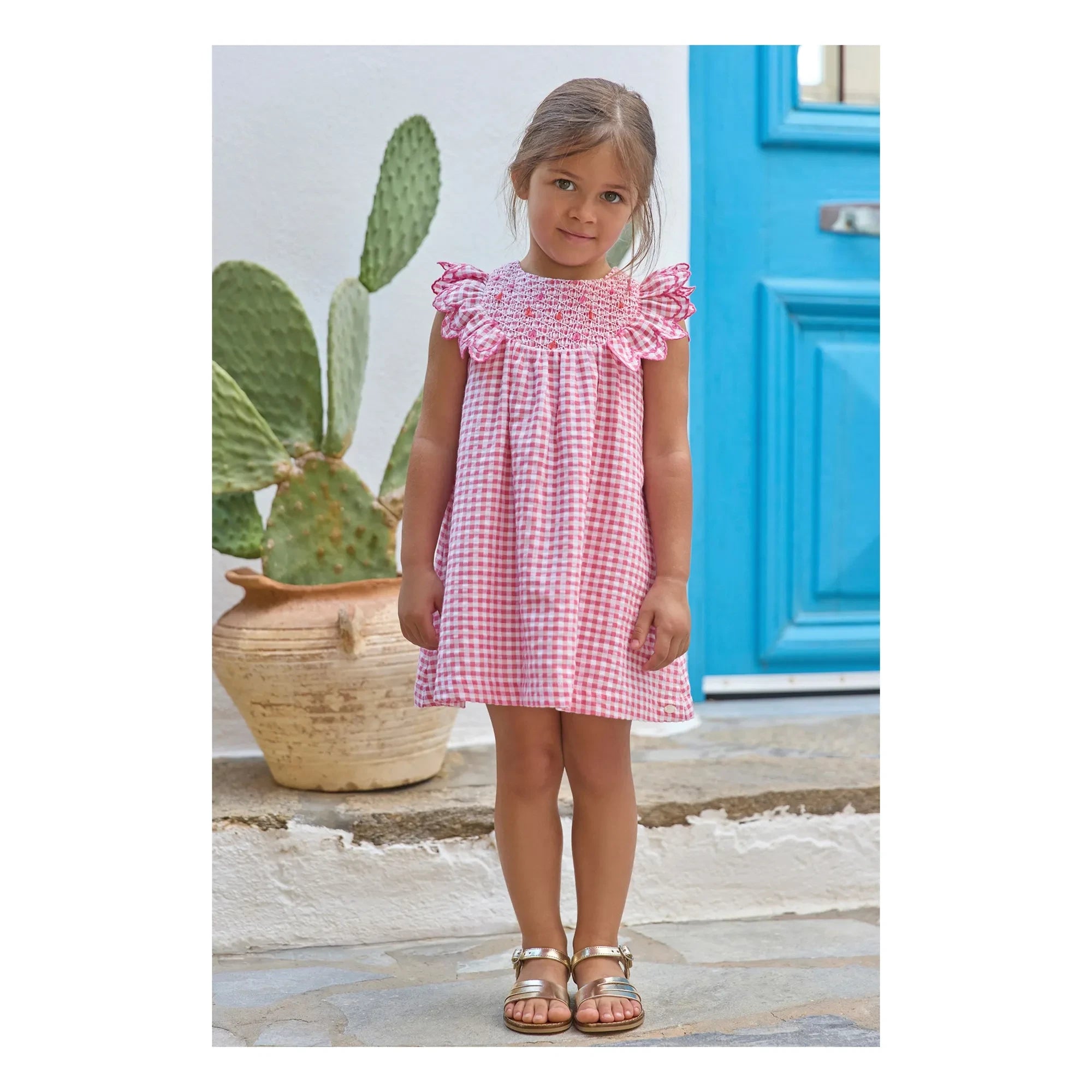 Tartine et Chocolat - Gestreiftes Kleid mit Gipiüre | Rosa