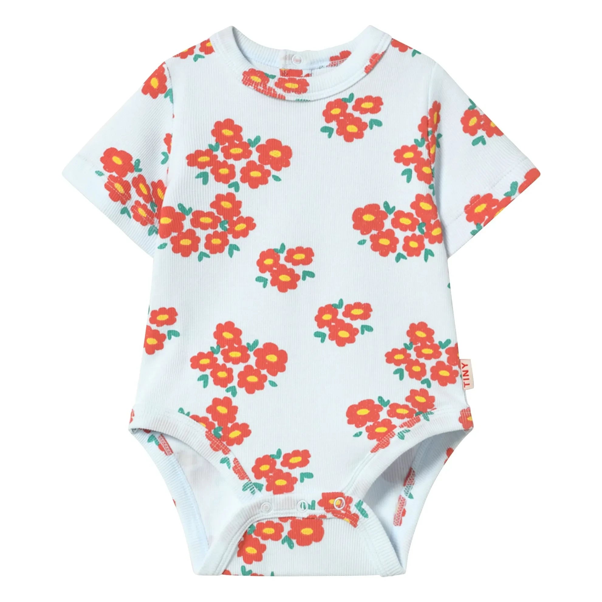 Tinycottons - Organik Pamuk Çiçekli Body | Açık mavi