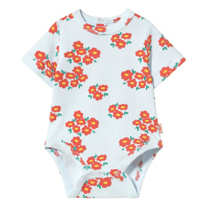 Tinycottons - Organik Pamuk Çiçekli Body | Açık mavi