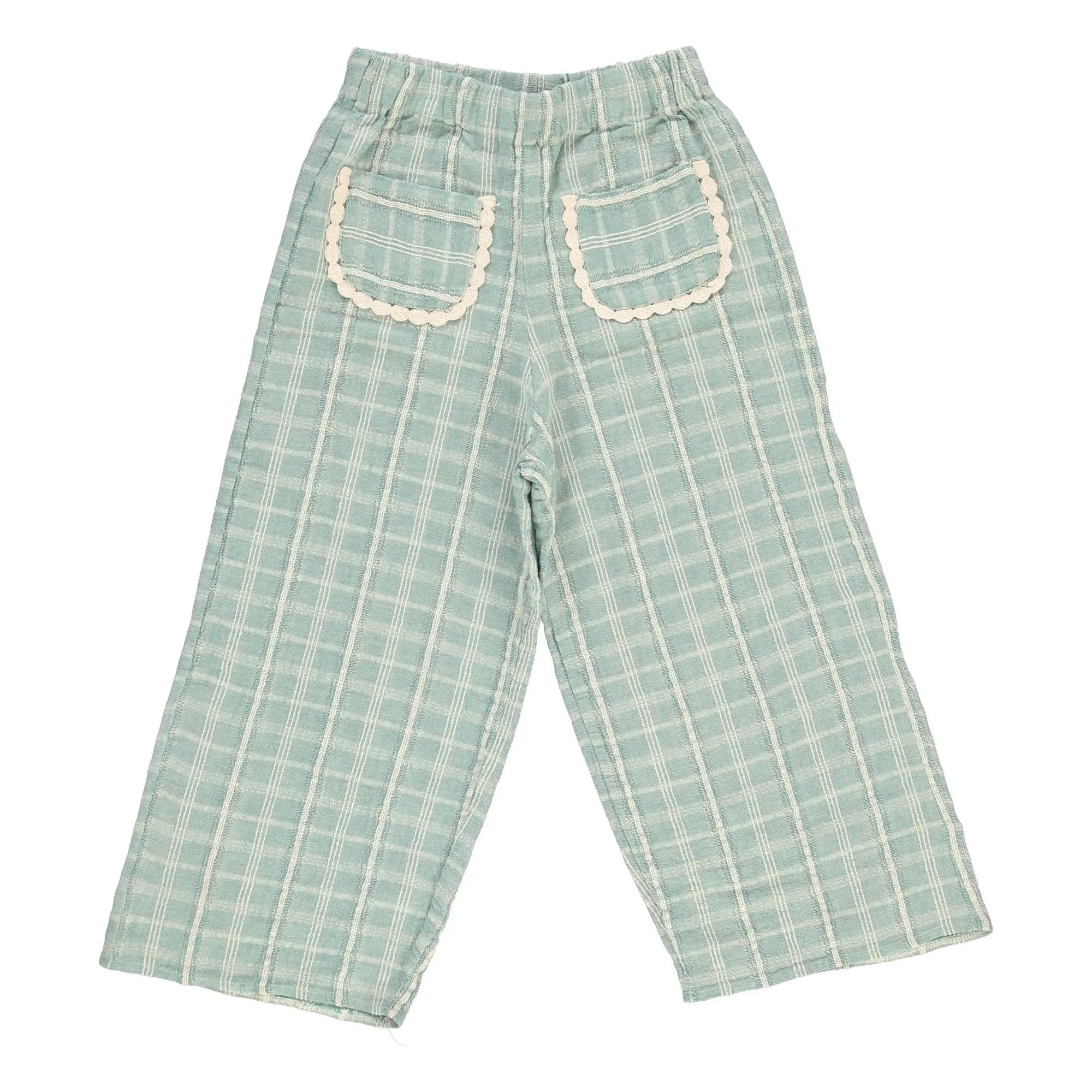 Bebe Organic - Mia Carreaux Pocket Trousers with Braces | Blue Green