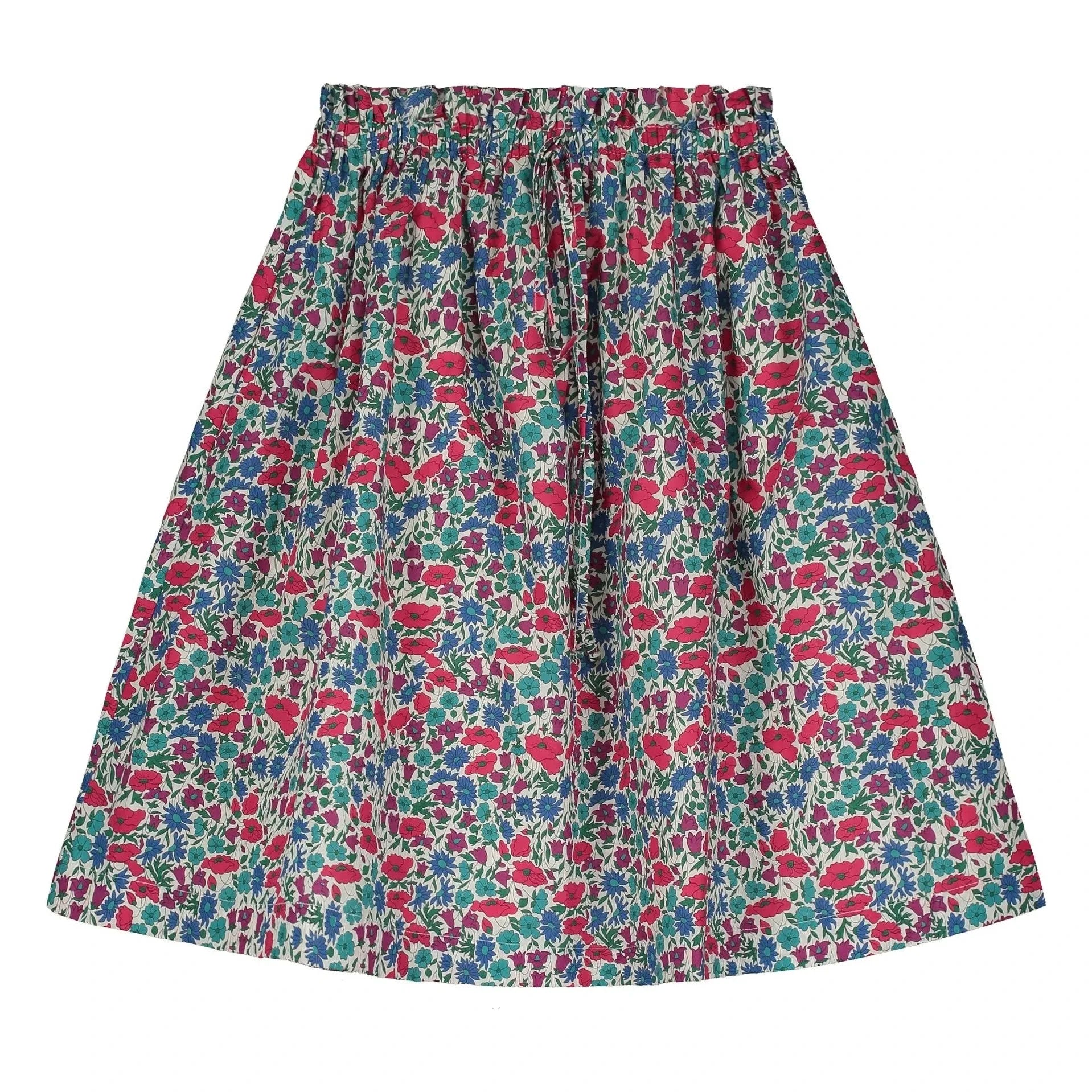 Tangerine - Floral Print Elastic Waisted Midi Skirt | Raspberry Red