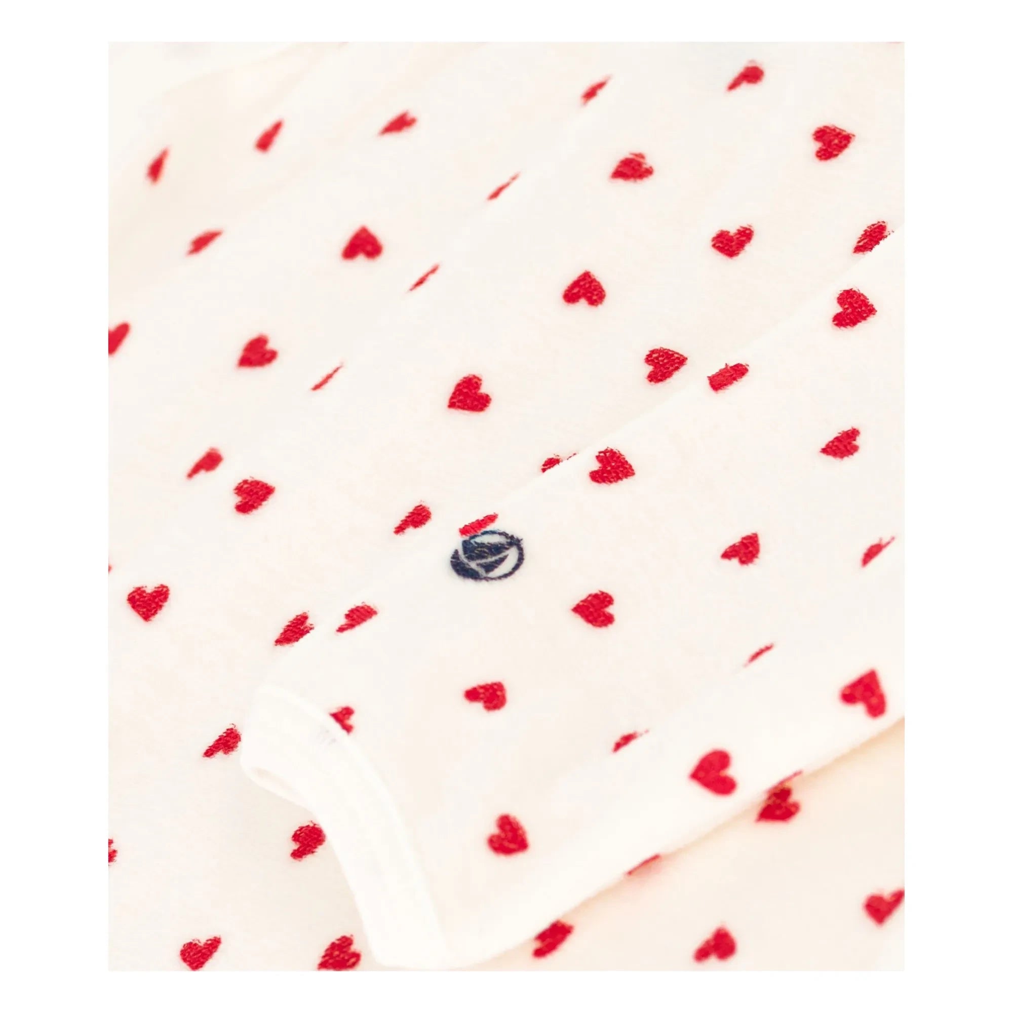Petit Bateau - Pyjamas Dors Bien Cœurs Kadife Organik Pamuk | Beyaz