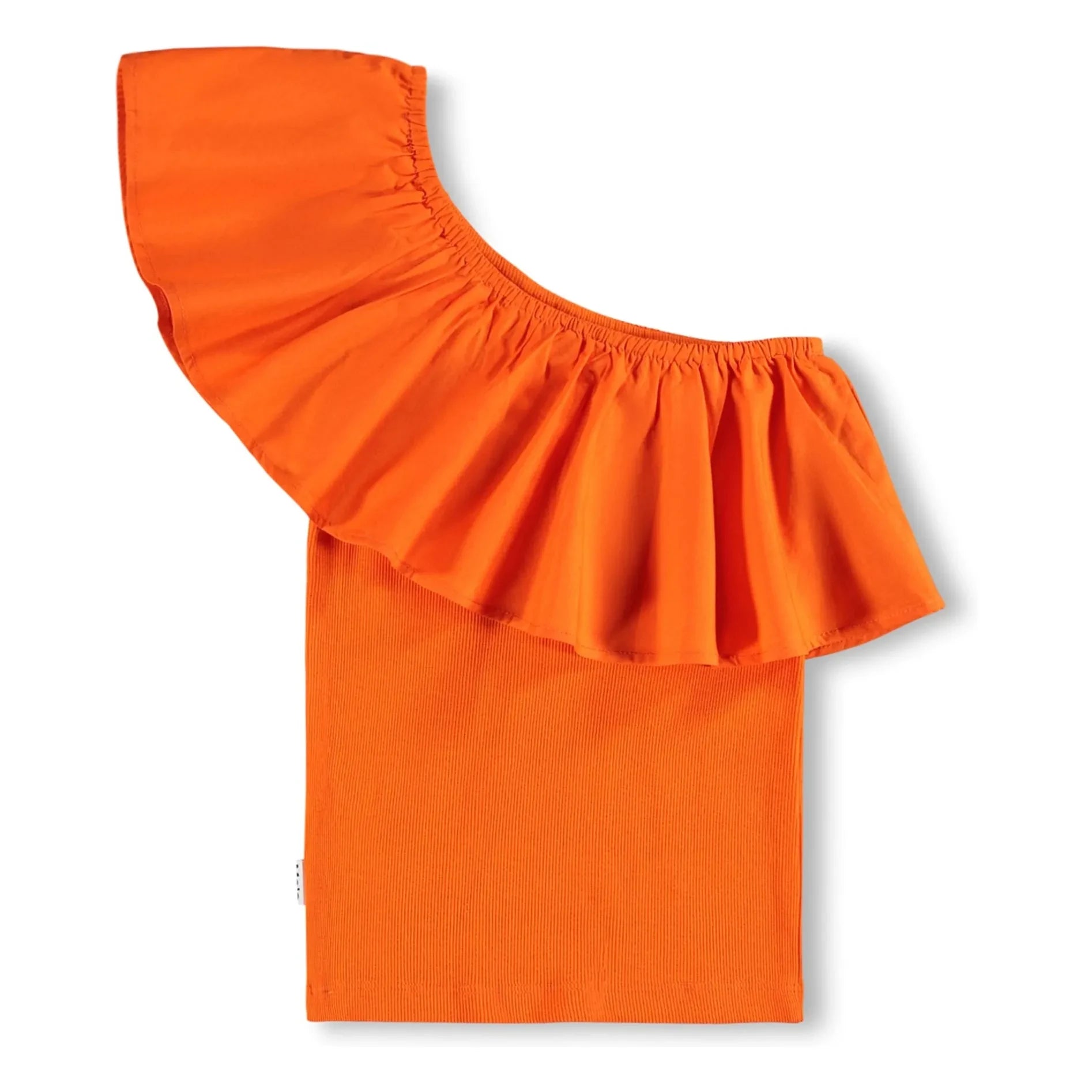 Molo - Rebecca Top with Asymmetric Ruffles Made from Organic Cotton | Orange