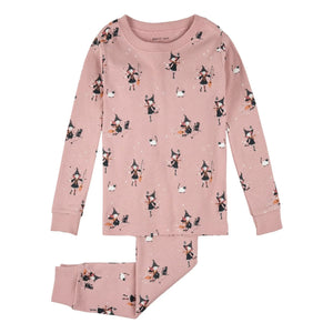 Petit Lem - Fosforlu Witches Organik Pamuk Pijama | Pembe