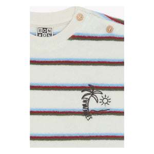 Bonton - Livo Viva Gestreiftes Frottee-T-Shirt | Weiß