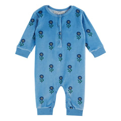 Emile et Ida – Fleece-Overall mit Blumenmuster | Blau
