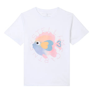 Stella McCartney Kids - T-Shirt mit Fischmotiv aus Bio-Baumwolle | Weiß