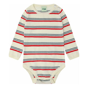 FUB - Striped Organic Cotton Long Sleeve Bodysuit | Red
