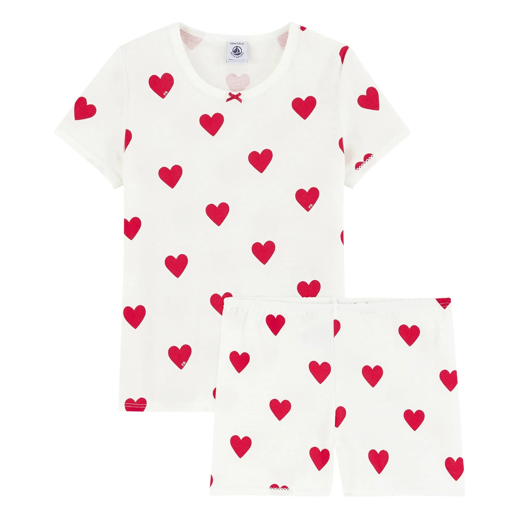Petit Bateau - Orta Uzunlukta Organik Pamuk Pijama | Beyaz