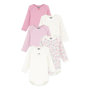 Petit Bateau - 5'li Organik Pamuk Çiçekli Body Seti | Pembe