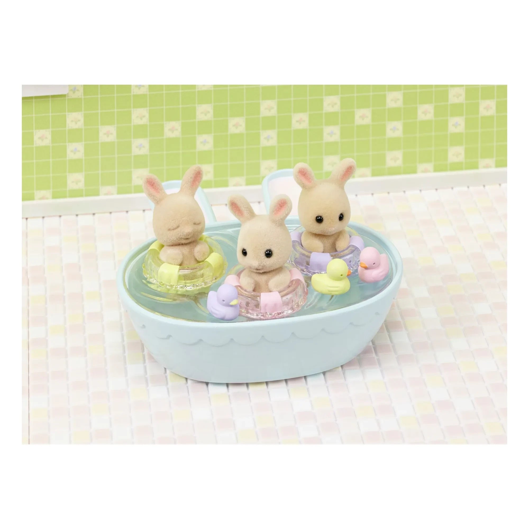 Sylvanian Families - Hasen-Drillinge Creme & Badewannen-Zubehör