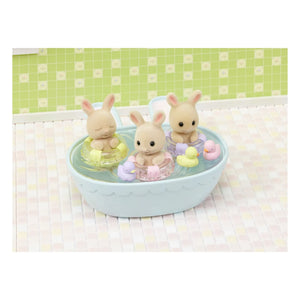 Sylvanian Families - Hasen-Drillinge Creme & Badewannen-Zubehör