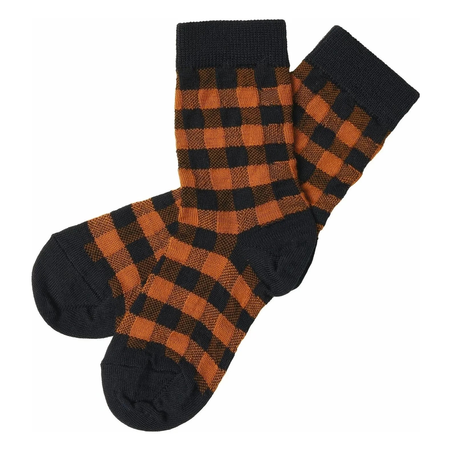 FUB - Karierte Wollsocken | Terrakotta
