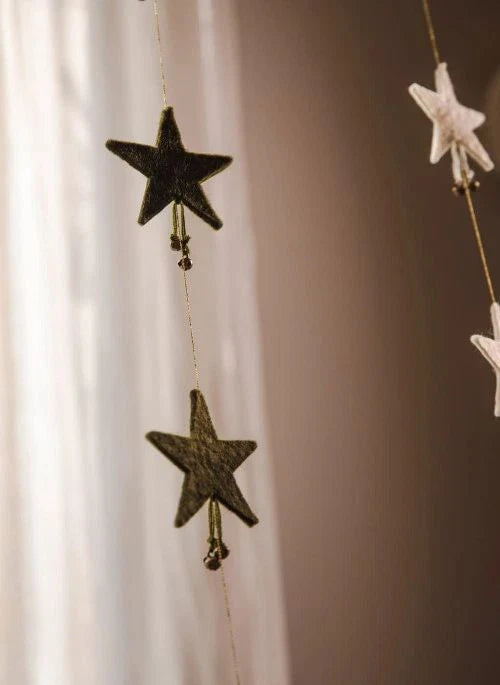 Muskhane - Felt "Shooting Stars" Garland | Moss Green