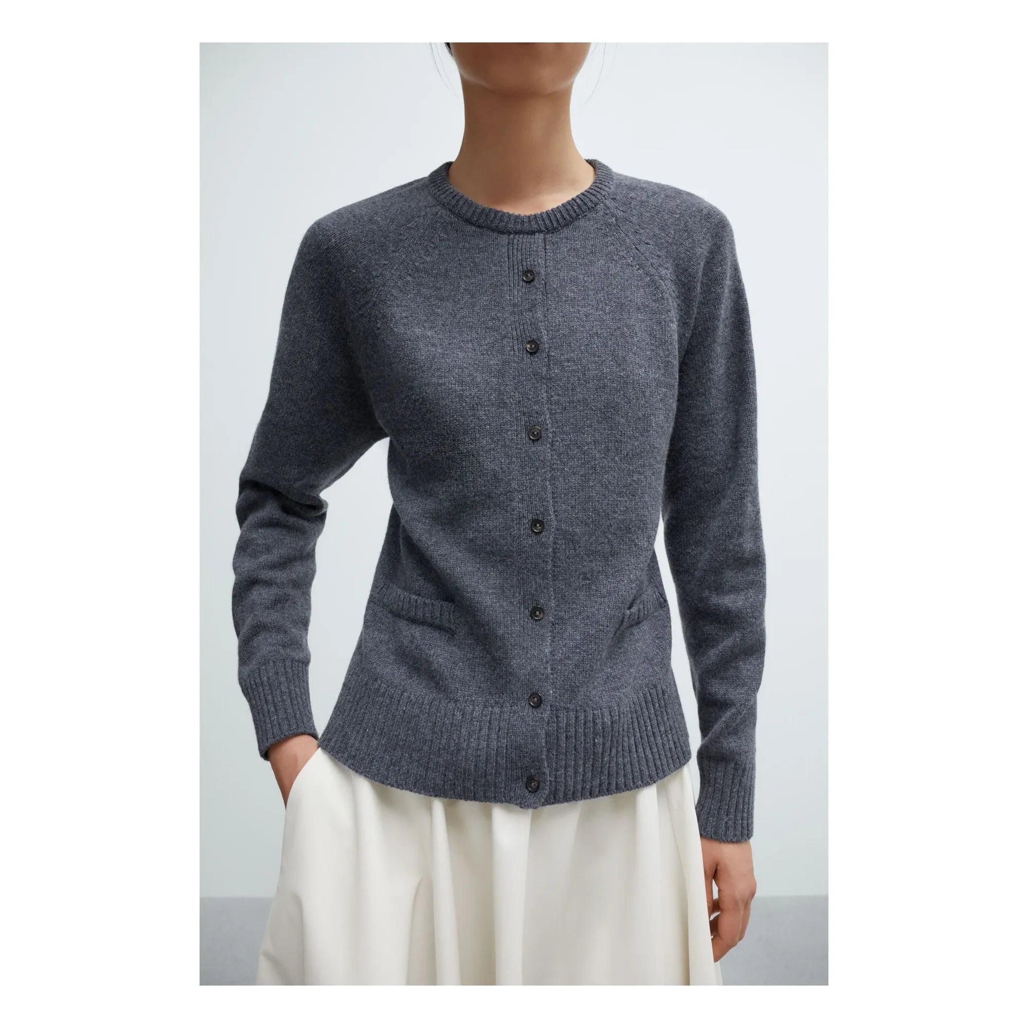 Cordera - Gri Merino Yün Halter Kazak