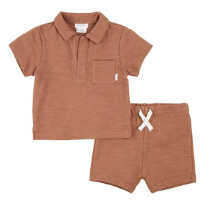 Petit Lem - Bio-Baumwoll Frottee T-Shirt und Shorts Set | Lehm
