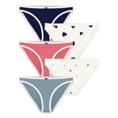 Petit Bateau - 5er Pack Bio-Baumwollslips Herzchen | Blau