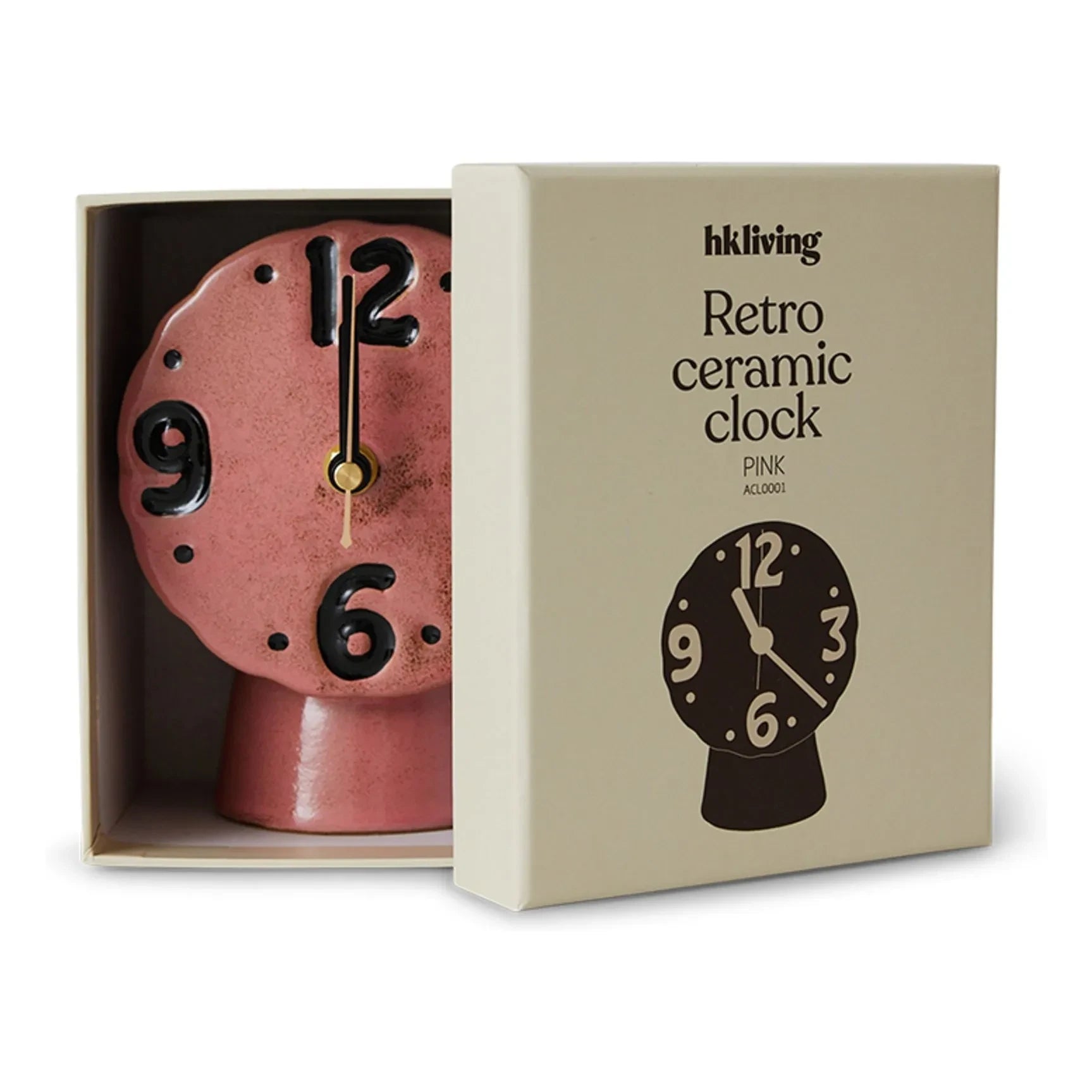 HKliving - Retro seramik saat | Pembe