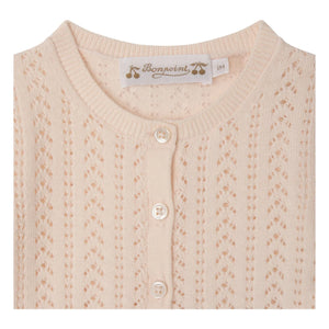Bonpoint – Strickjacke und Leggings-Set aus Bio-Baumwolle | Puderrosa