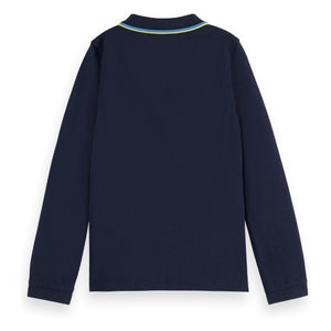 Scotch & Soda - Long Sleeve Pique Polo Shirt | Navy