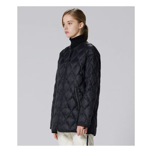 Taion - Unisex Uzun Askeri Kapitone Mont | Siyah