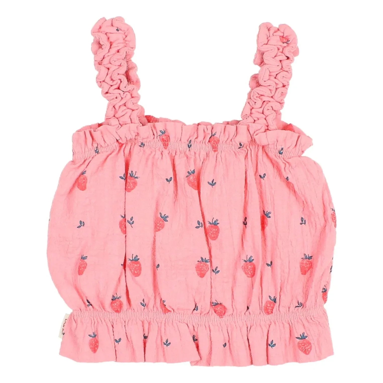 Búho - Organic Cotton Strawberry Ruffled Top | Pink