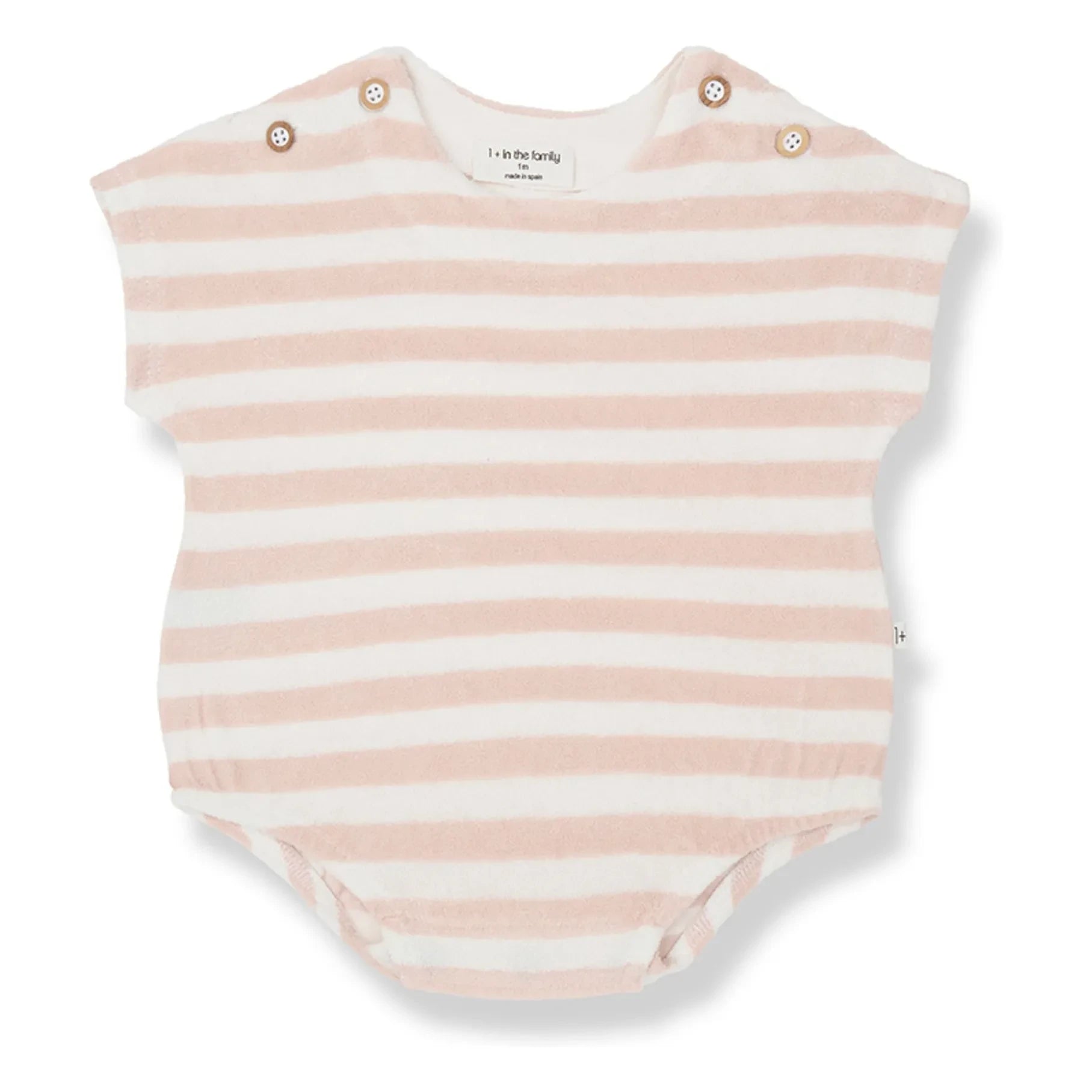 1+ in the family - Romulo Striped Towel Romper | Beige Pink