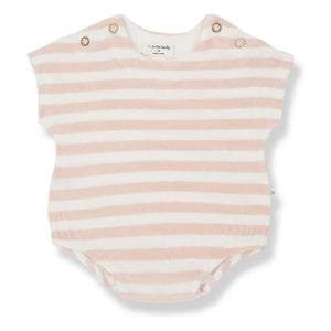 1+ in the family - Romulo Striped Towel Romper | Beige Pink