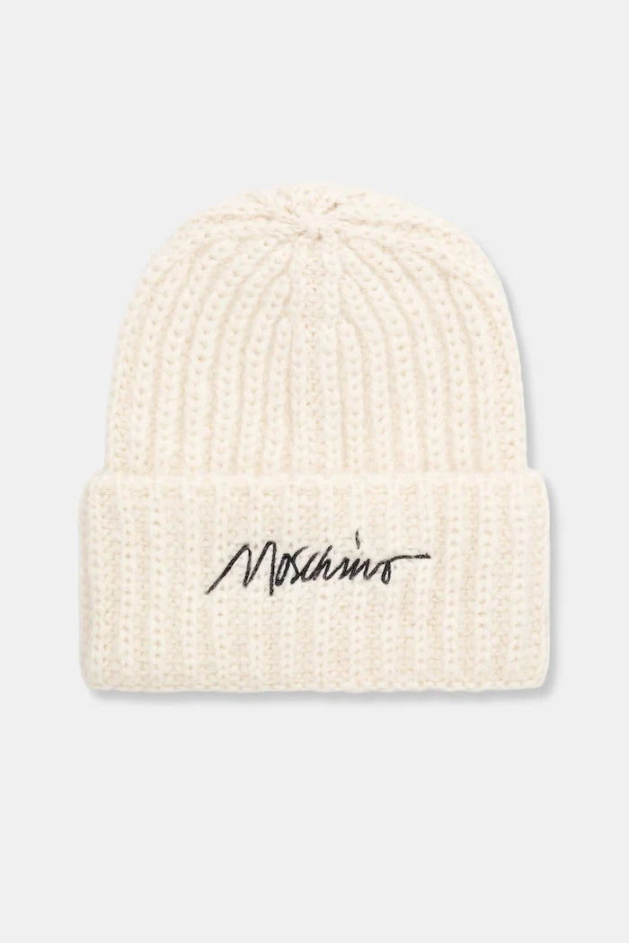 Moschino yünlü kumaştan kadın beanie şapka