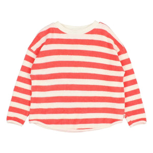 Búho – Gestreiftes Sweatshirt aus Bio-Baumwolle | Rot