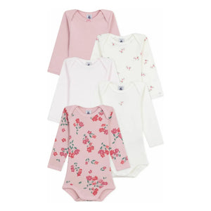 Petit Bateau - 5er-Set Body mit Blumenmuster | Rosa