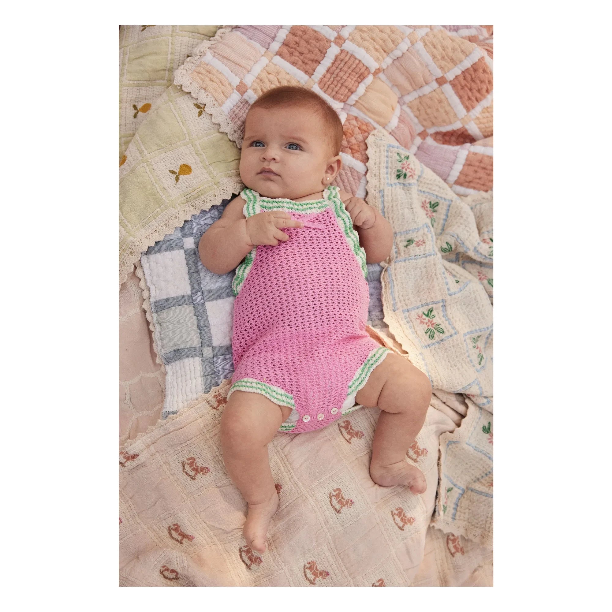 Bebe Organic - Mai Organik Pamuk Patchwork Battaniye | Mavi
