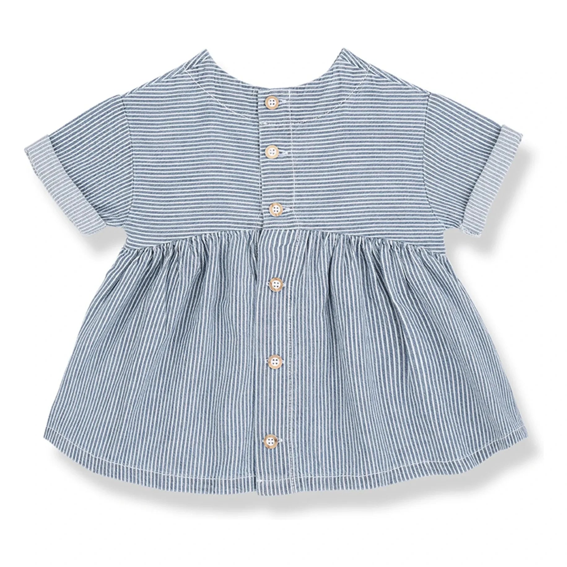 1+ in the family - Gestreiftes Margalida Jeanskleid Bio-Baumwolle | Hellblau