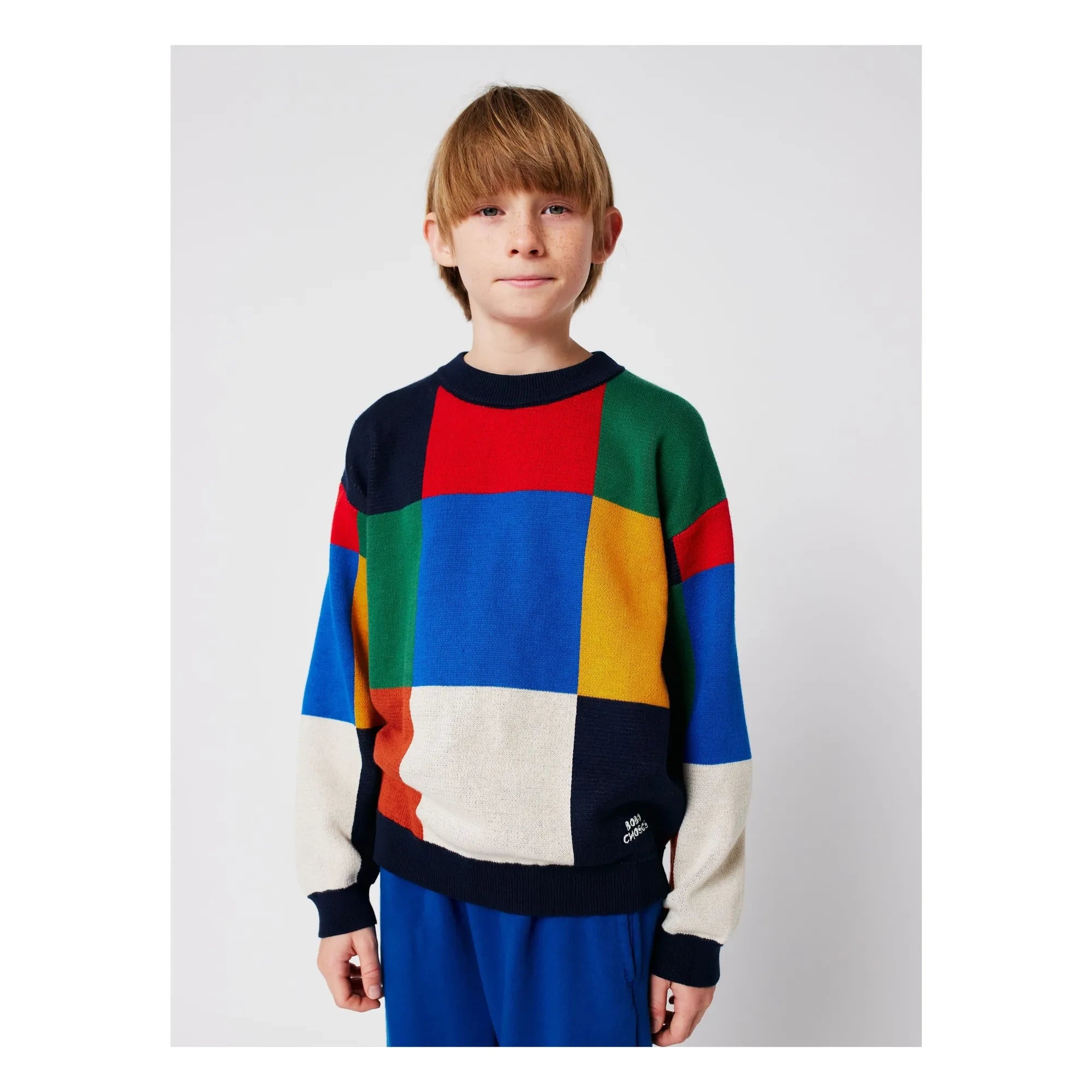 Bobo Choses - Organic Cotton Checkered Sweater | Blue