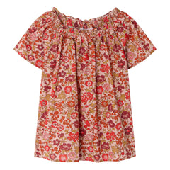 Bonpoint - Goldia Fleurie Organik Pamuk Bluz | Toz Pembe