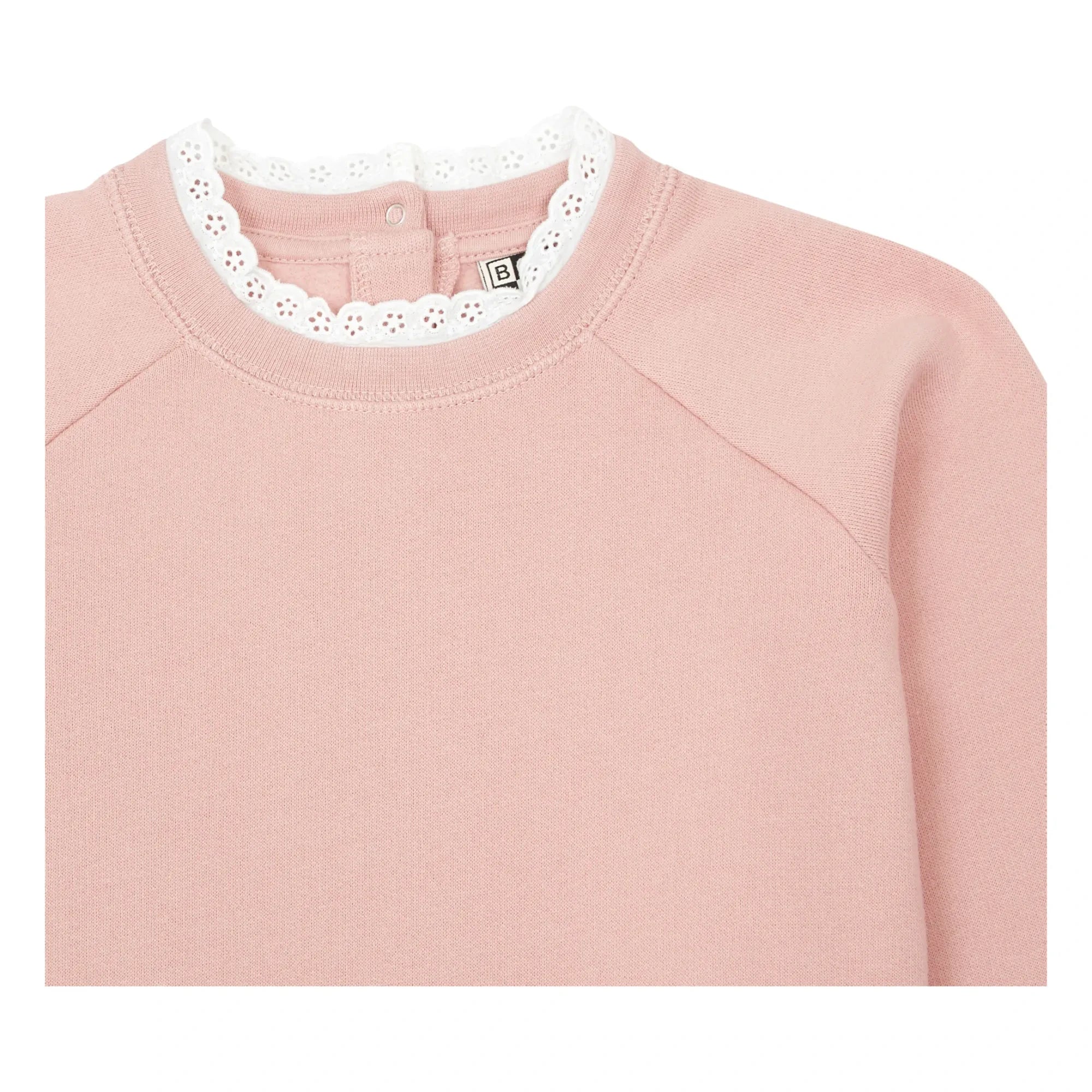 Bonton - Tilia Organik Pamuk Dantelli Yaka Sweatshirt | Pembe