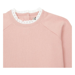 Bonton - Tilia Organik Pamuk Dantelli Yaka Sweatshirt | Pembe