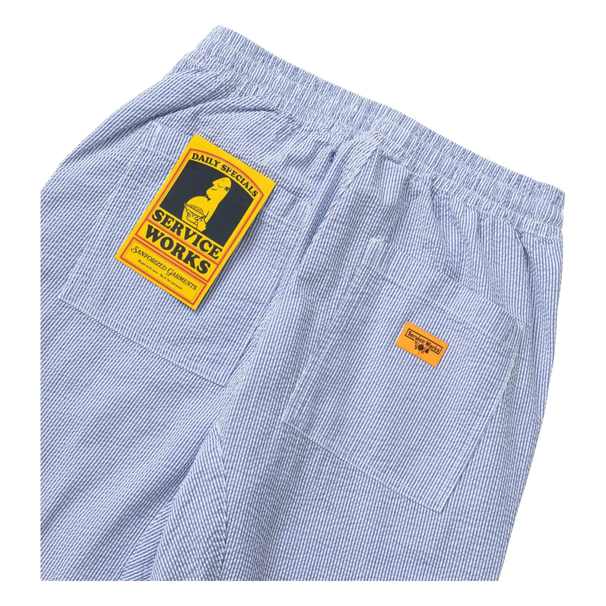 Service Works - Pfirsichgestreifte Seersucker-Hose | Hellblau
