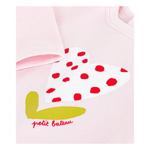 Petit Bateau - Sweat Heart Organik Pamuk | Açık Pembe