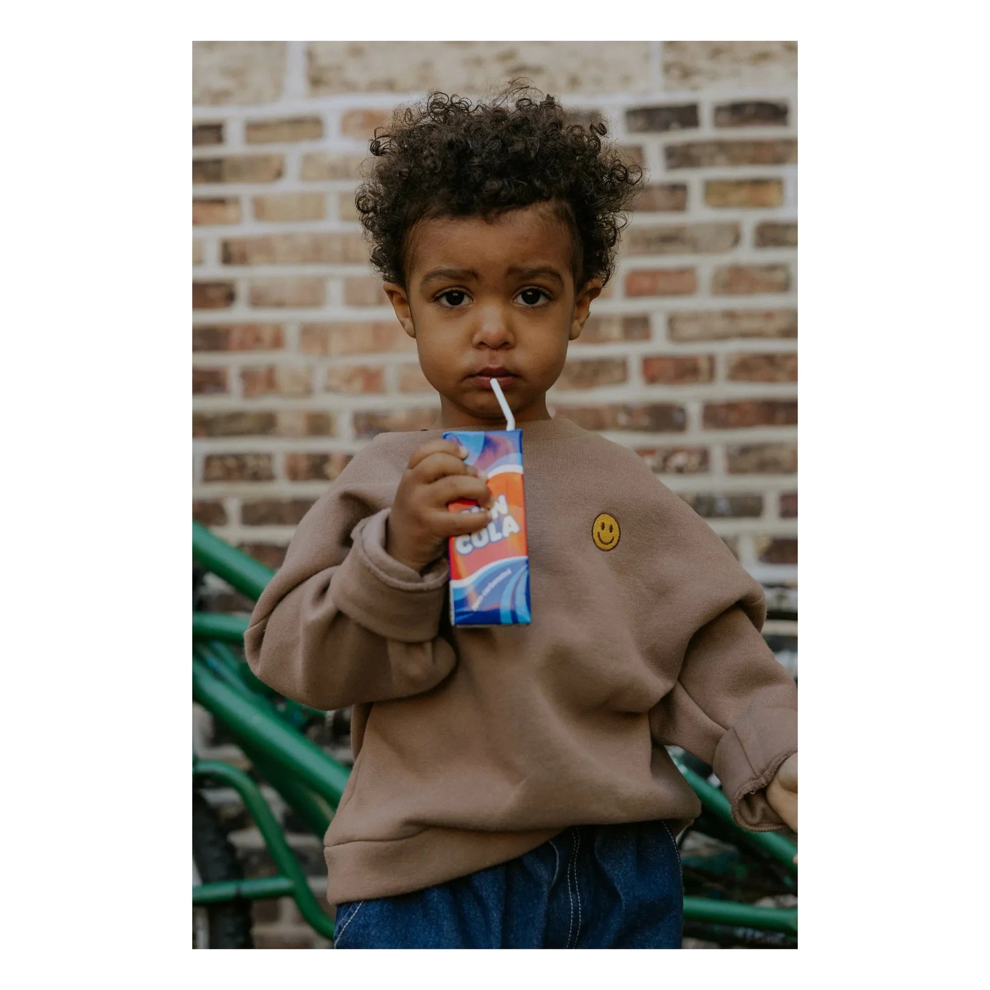 Fliink - Alvin Smiley organik pamuk sweatshirt | Taupe kahverengi