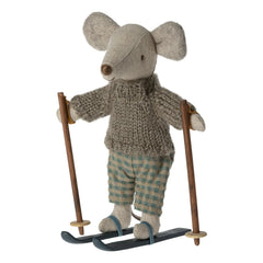 Maileg - Large male mouse with skis