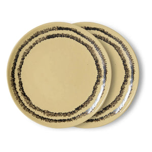 HKliving - Vanilla Ceramic Dessert Plates - 2 Piece Set | Vanilla