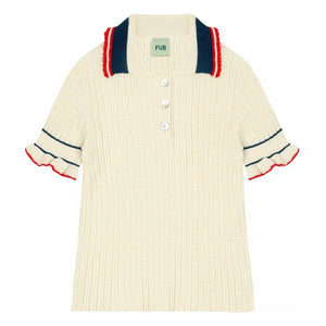 FUB - Polo Pointelle Thin Organic Cotton Knit | Ecru