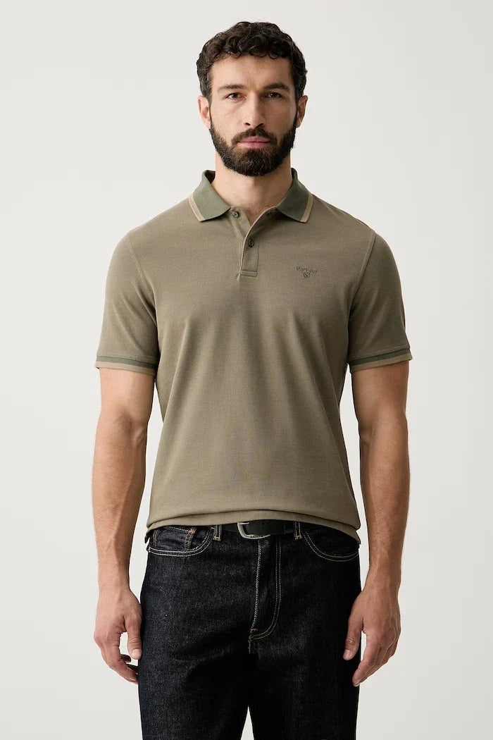Barbour erkek pamuklu yakalı tişört Bernard
