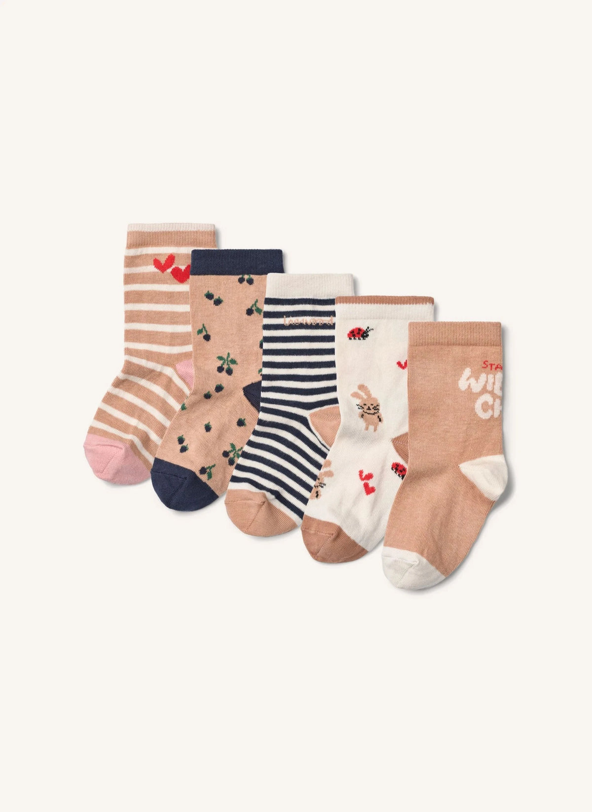 Liewood - 5 Pair Silas Striped Socks Set | Dusty Pink