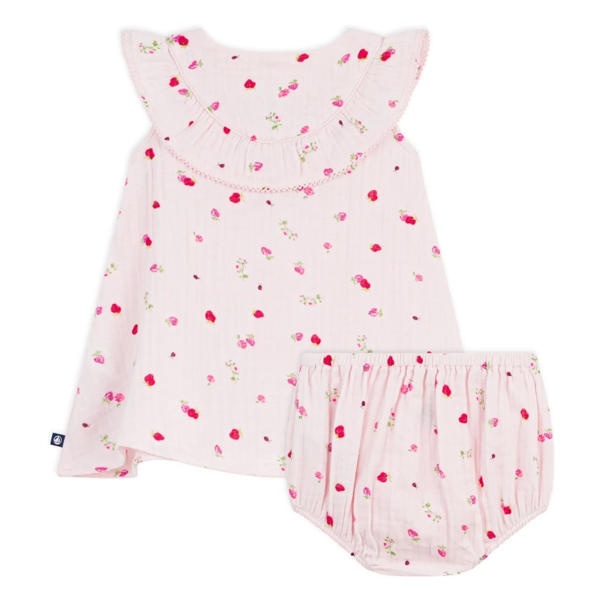 Petit Bateau – Set aus Gaze-Kleid und Bloomer aus Bio-Baumwolle | Rosa