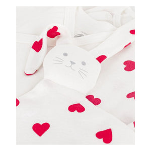 Petit Bateau - 3 Piece Pajama Jumpsuit & Cute Hearts Gift Set | White