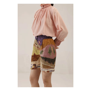 CORD - Short Wide Leg Linen | Brown